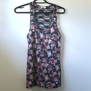Lace backed floral tank top - free add on